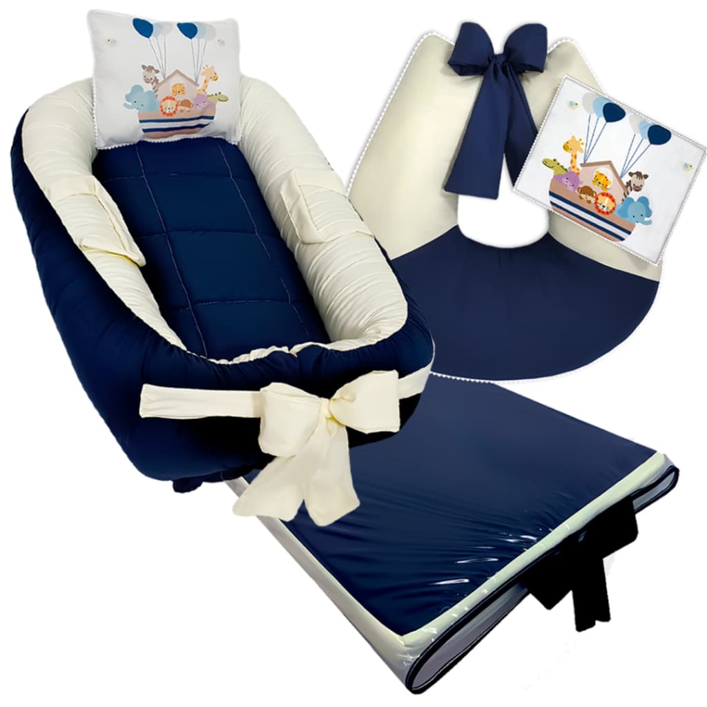 Kit 5 Peças Ninho Para Bebê Redutor + Almofada Amamentação e Trocador De Fralda