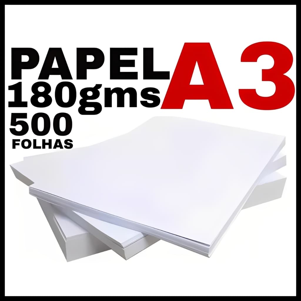 Papel A3 Offset 180 g/m² (60Kg) - PCT Com Variações 100/300/500/1000 Folhas