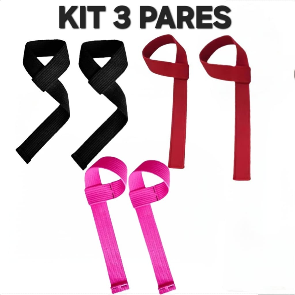 Kit 3 PARES Tala de Strap 100% Algodão PREMIUM Academia e Crossfit.