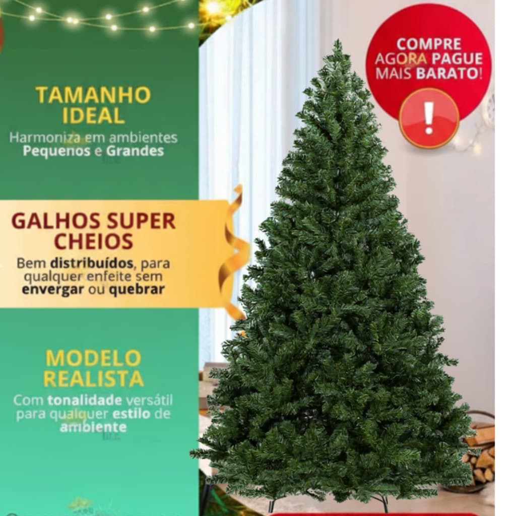 Árvore de Natal 210 cm 1150 Galhos Super Cheia Grande Luxo Decoração de Natal 2025