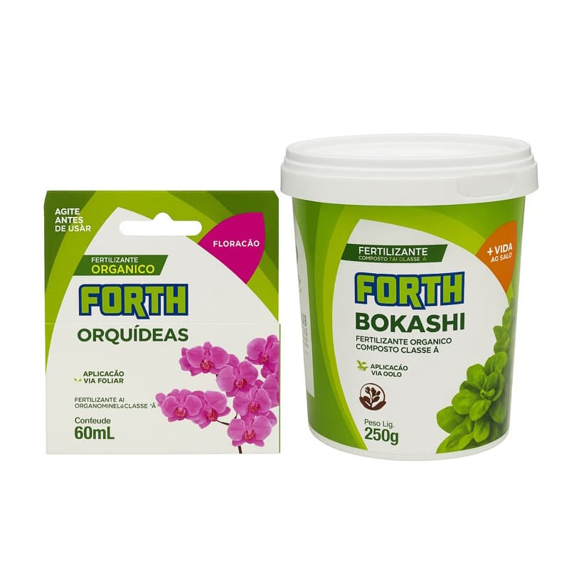 Kit Adubo Fertilizante Forth Bokashi 250g + Forth Orquideas Floração Conc. 60ml Fertilizante Orgânico