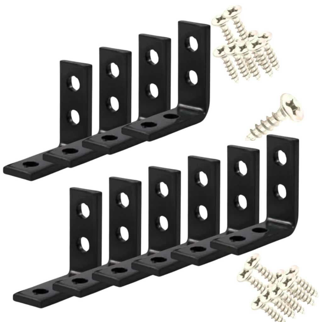 Kit Cantoneira 3x3 Cm Cor Preta Reforço de Moveis Pintura Eletrostatica com Parafusos 3,5 x 16mm