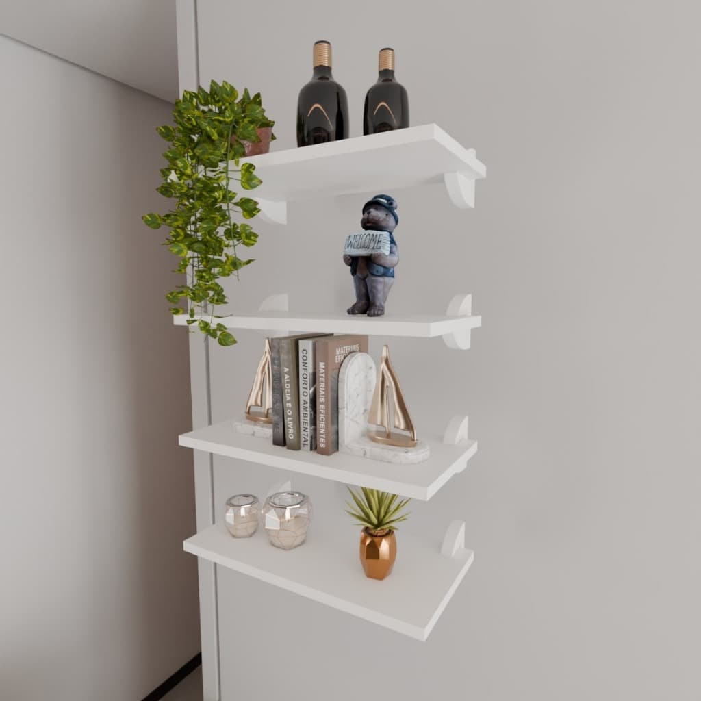 Prateleira Branco 60x20cm com Suporte Águia – Para Livros, Plantas e Decoração