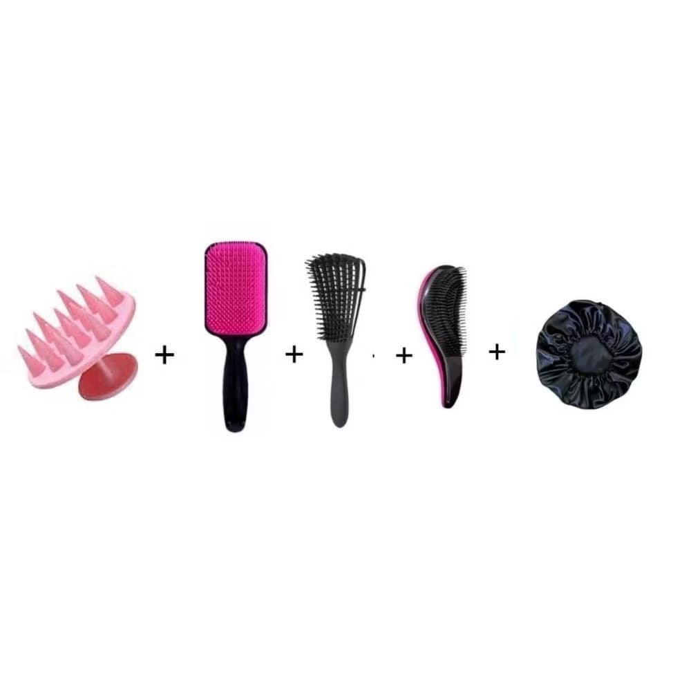 kit com 5 pcs escova pentes-escova magica+escova polvo+escova raquete+escova para limpa+touca cetim