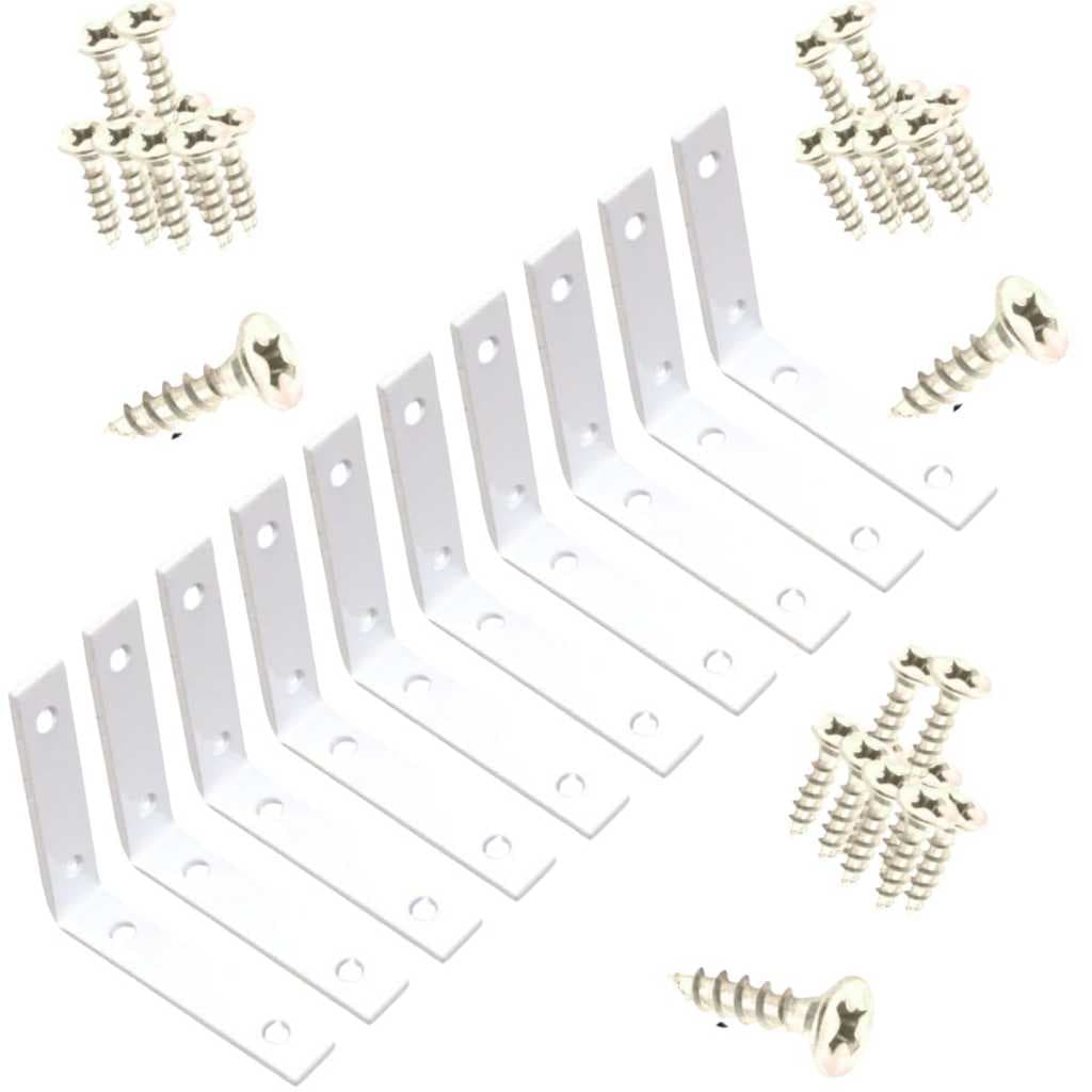 Cantoneiras  Mão francesa Cor Branca 4x4 Cm Kit L Reforço Moveis Cama Cadeira Prateleira + Parafusos Prata