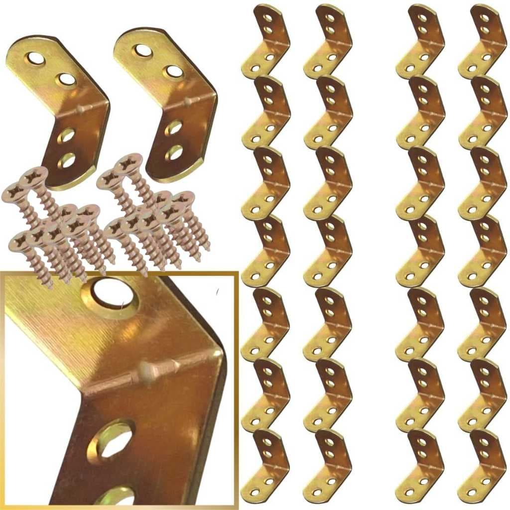 Kit 50 Cantoneiras 3X3 Cm L Reforço Moveis Cama Cadeira + 200 Parafusos Mao Fracesa 30x30mm