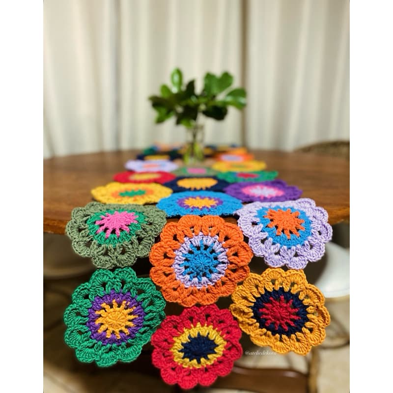 Trilho de mesa Primavera | Caminho de mesa em crochê