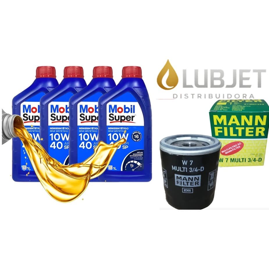 Kit Óleo Mobil 10W40 Semi Sintético 4L + Filtro W7 Multi 3/4D – Proteção Completa para Volkswagen