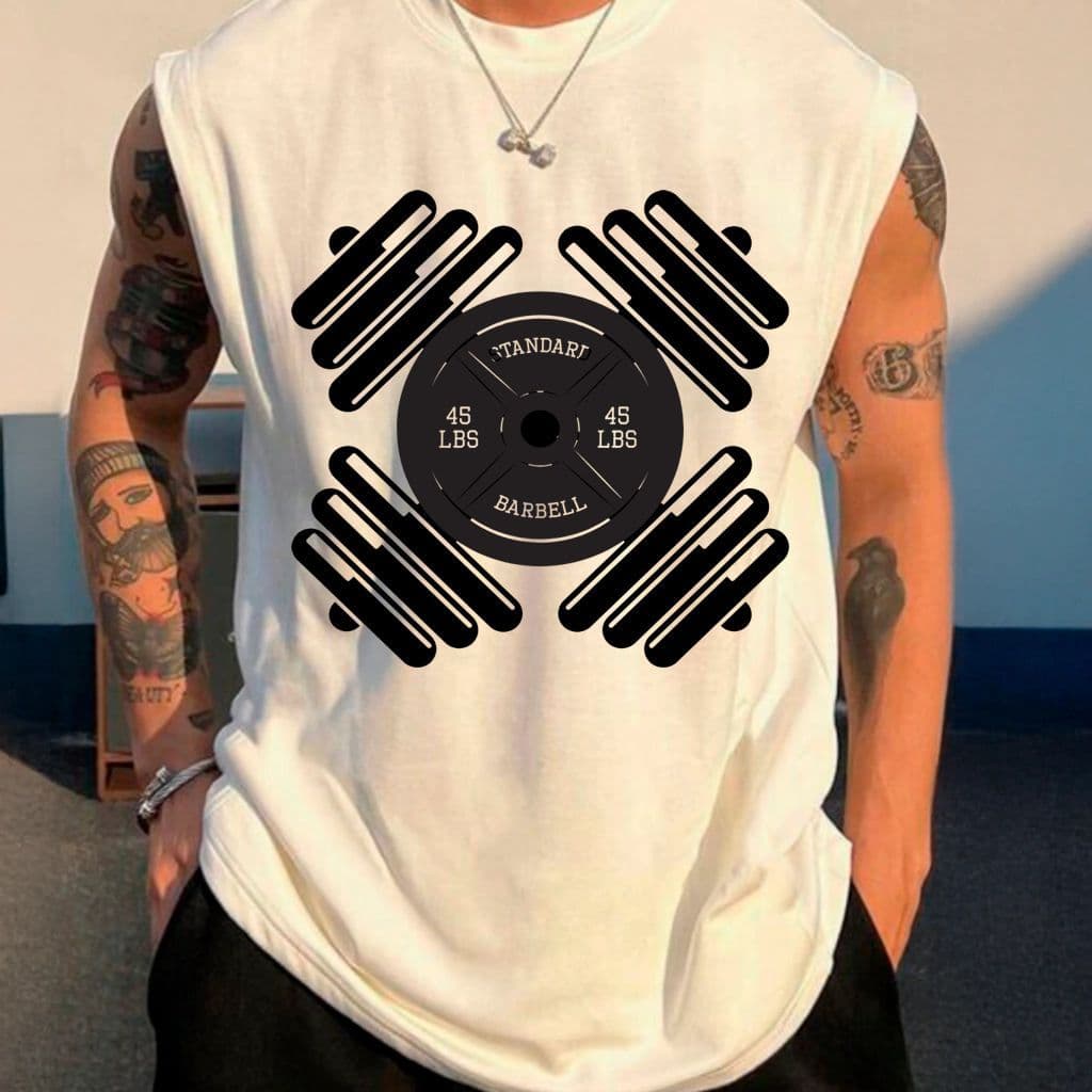 Regata Oversized STREETWEAR Estampa Halteres Fitness Academia Lazer Super Confortável