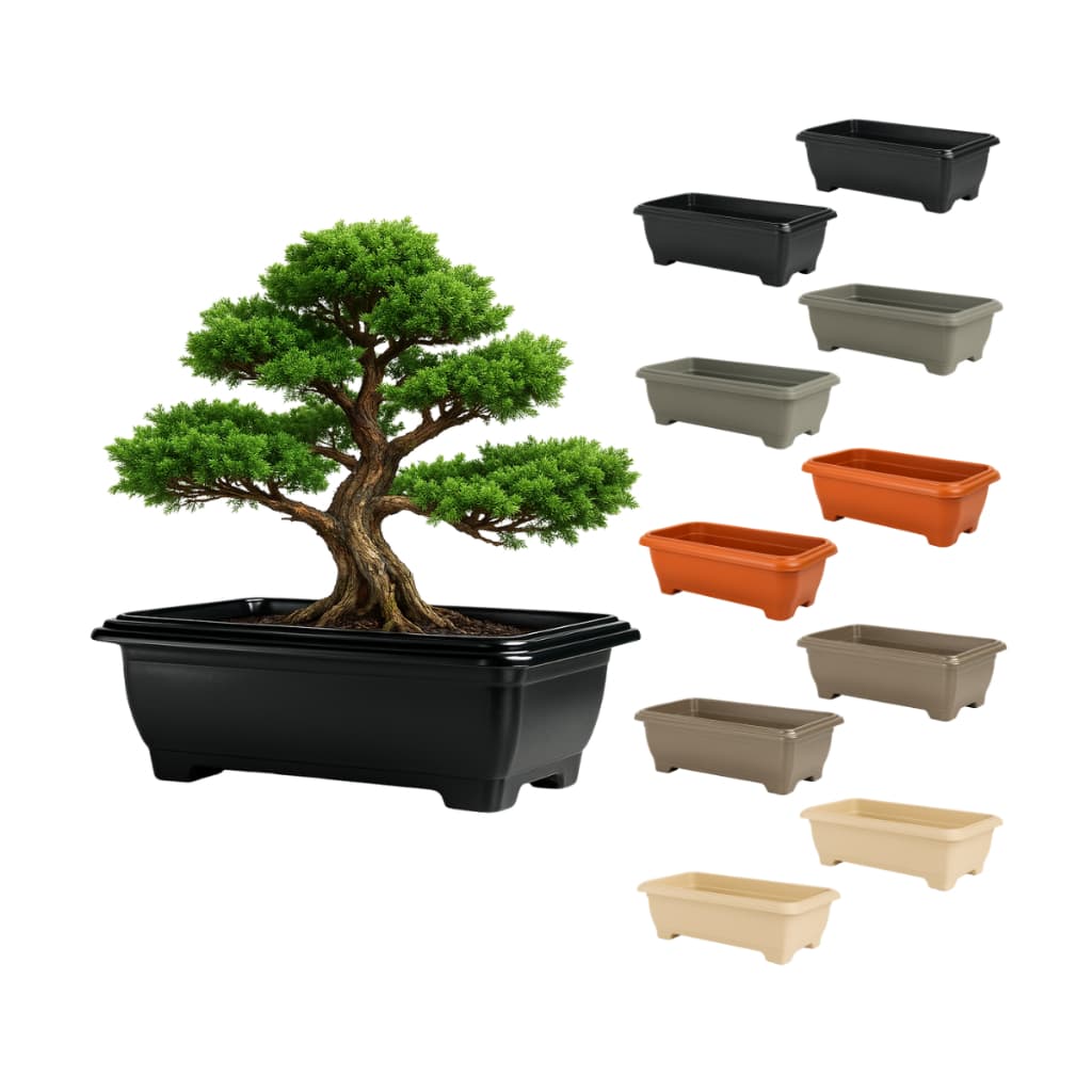 Kit 10 Floreiras Retangular Preto Marrom Colorido Plástico 950ml Flores Bonsai Pimentas Decoração