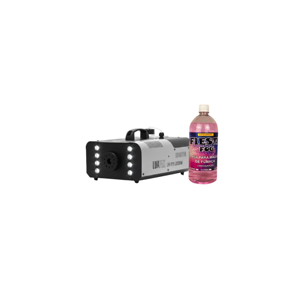 Maquina De Fumaça 2000w Com Luz 8 Led Rgb Controle Com e Sem Fio