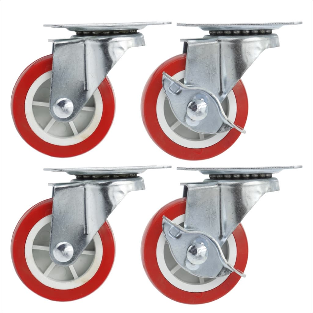 Kit De Rodízios Giratórios 2 Pol C/ Freio 4 Pçs 100kg 6cm