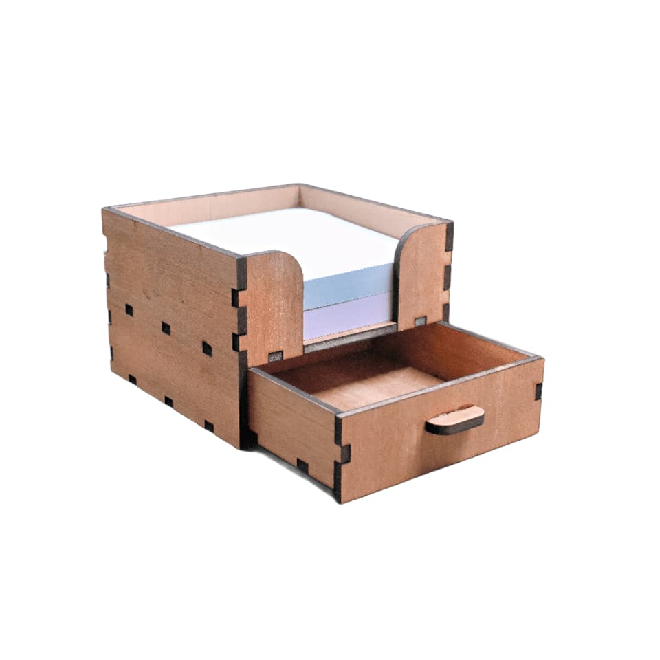 Suporte para Post-it em MDF com Gaveta Organizador de Mesa