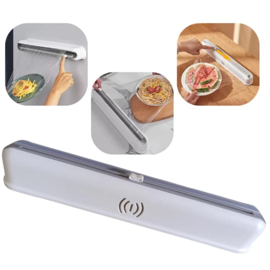 HKX Dispenser Cortador De  Ventosa Selador De Alimento Cozinha Plastico Filme Ajustavel FF-5401