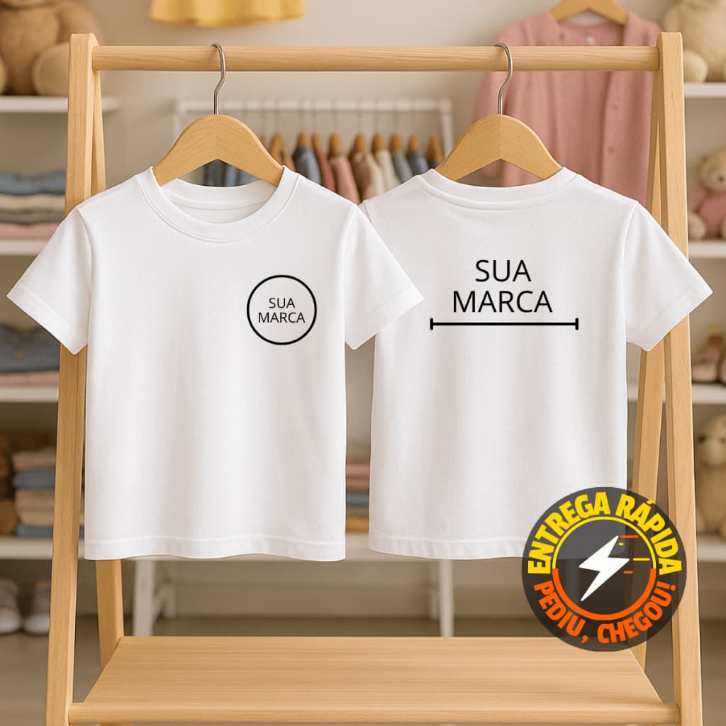 Camiseta Infantil  Unissex 100% Algodão Personalizada – Uniforme  Escolar e Empresa | Do 02 ao 14| – SUA MARCA AQUI