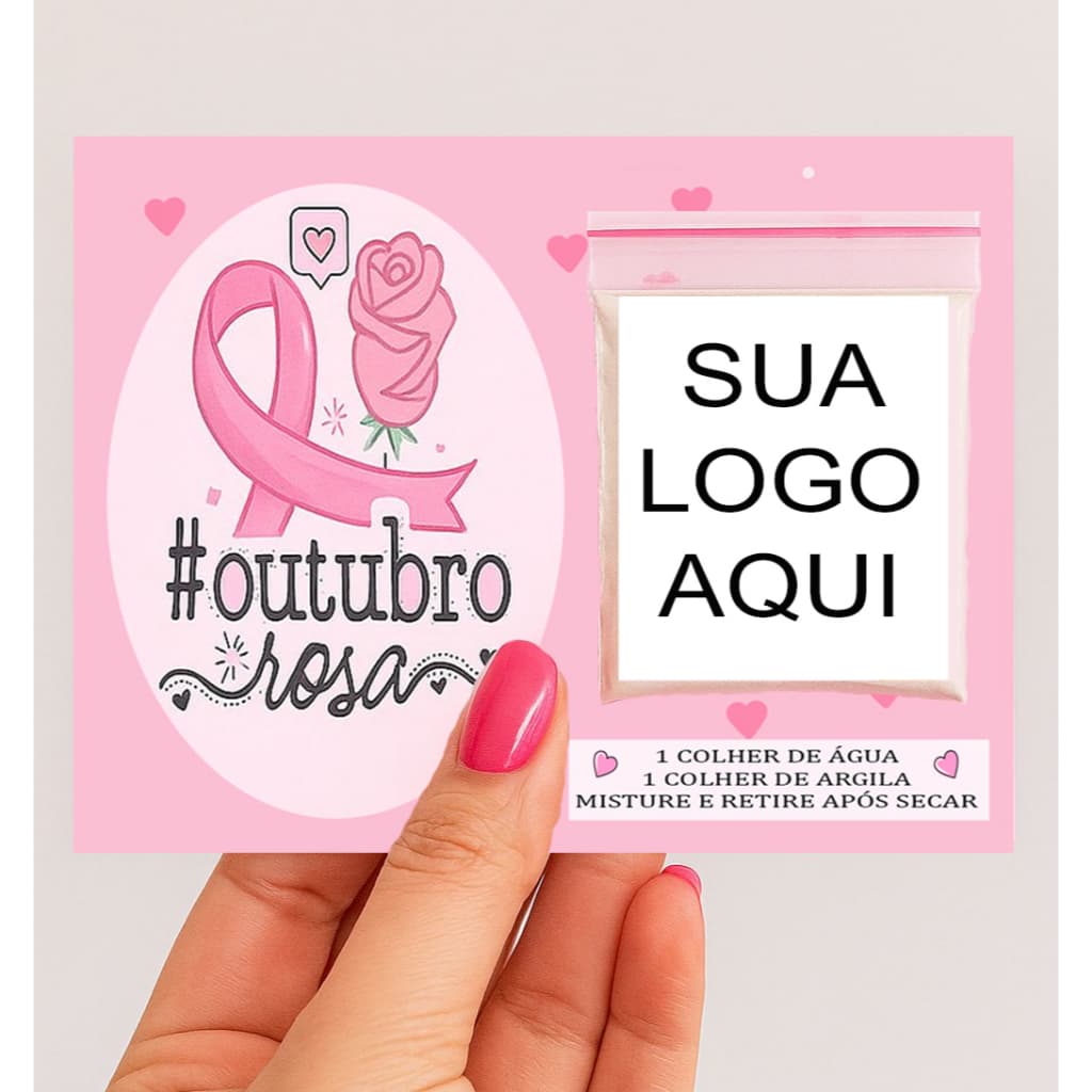 Cartão com argila rosa outubro rosa mimos conscientização #outubrorosa personalizado