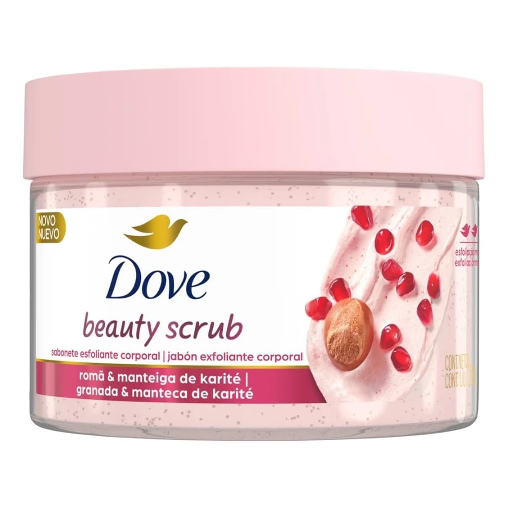 Dove Beauty Scrub Sabonete Esfoliante Corporal Romã & Manteiga De Karité 280g