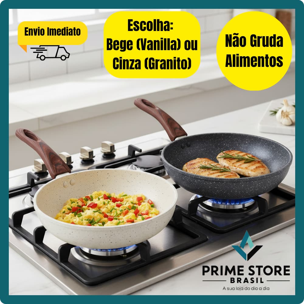 Frigideira Cerâmica 24cm Indução Antiaderente Fogão Gás Elétrico Não Gruda Fácil Limpeza Premium