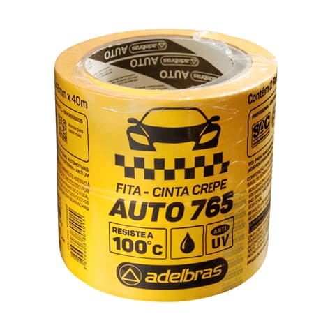KIT 2 FITA CREPE AUTOMOTIVA ADELBRAS AMARELA 48MM X 40M LARGA