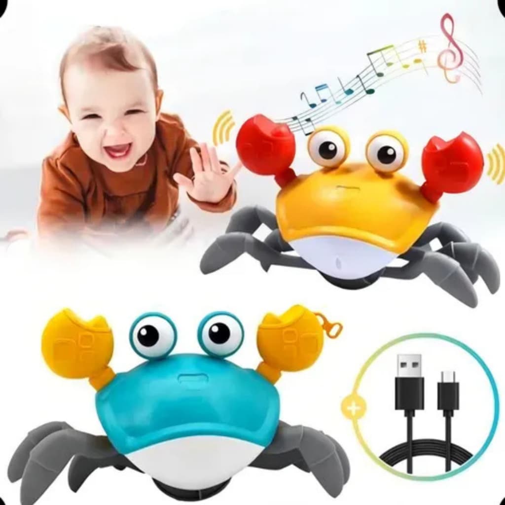 Caranguejo Fujão Eletrônico com Sensor e Música – Brinquedo Interativo para Bebê