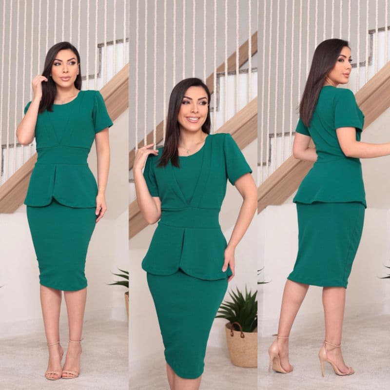 vestido feminino , vestido tubinho com jaqueta falsa manga curta