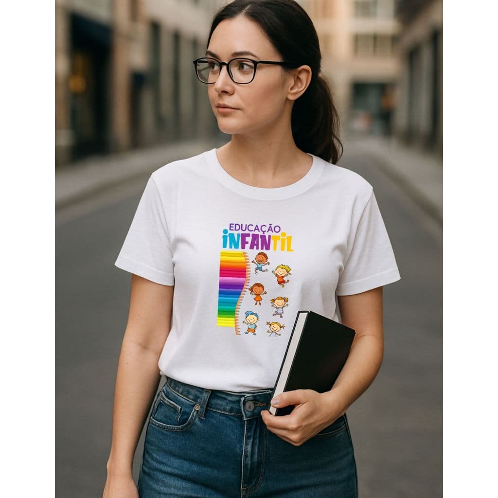 Camiseta Feminina Educação Infantil Blusa Presente dia dos Professores Uniforme Confortável Escolar