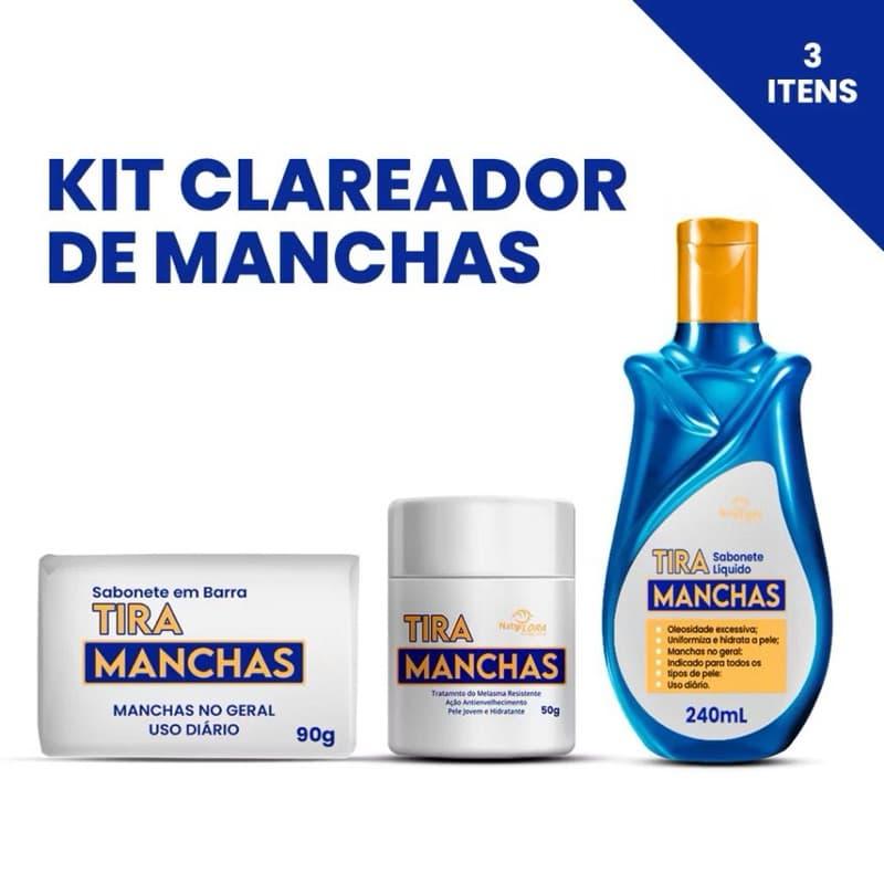 kit perfeição sabonete liquido + sabonete em barra + pomada clareadora tira manchas