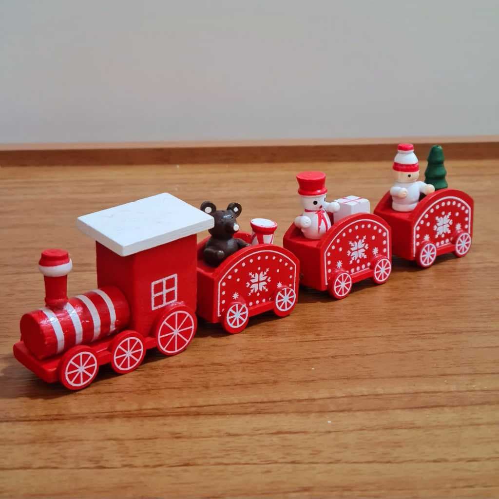 Mini Trem de Madeira Decorativo Natal