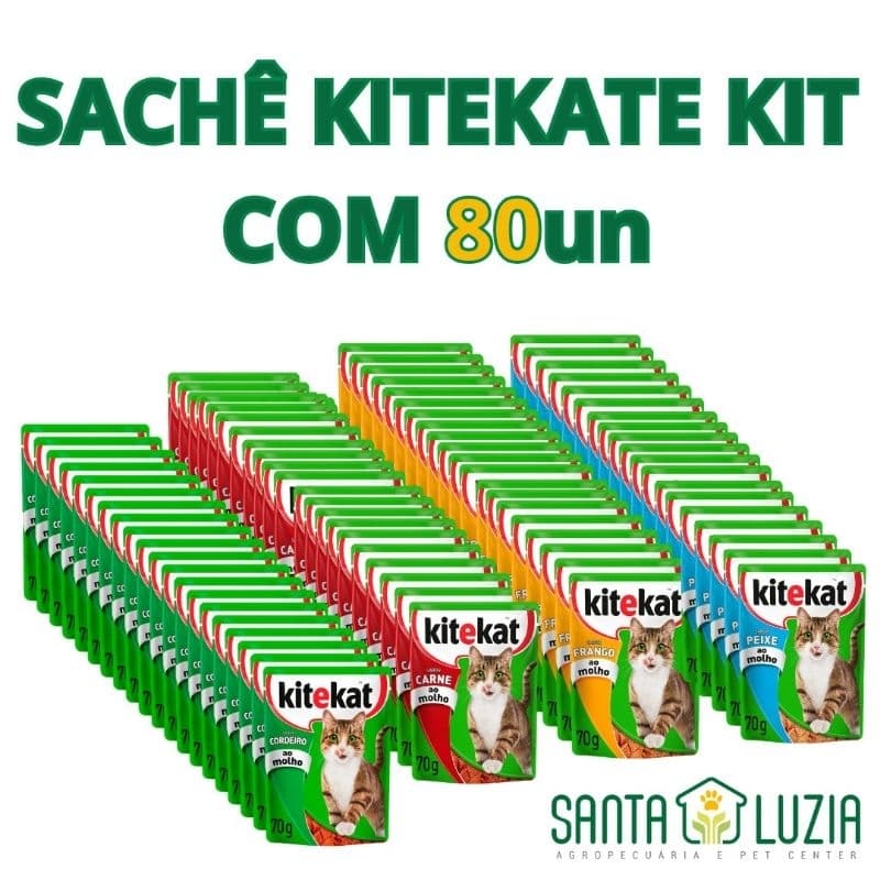 KITEKAT SACHE PARA GATOS KIT COM 80 UNIDADES