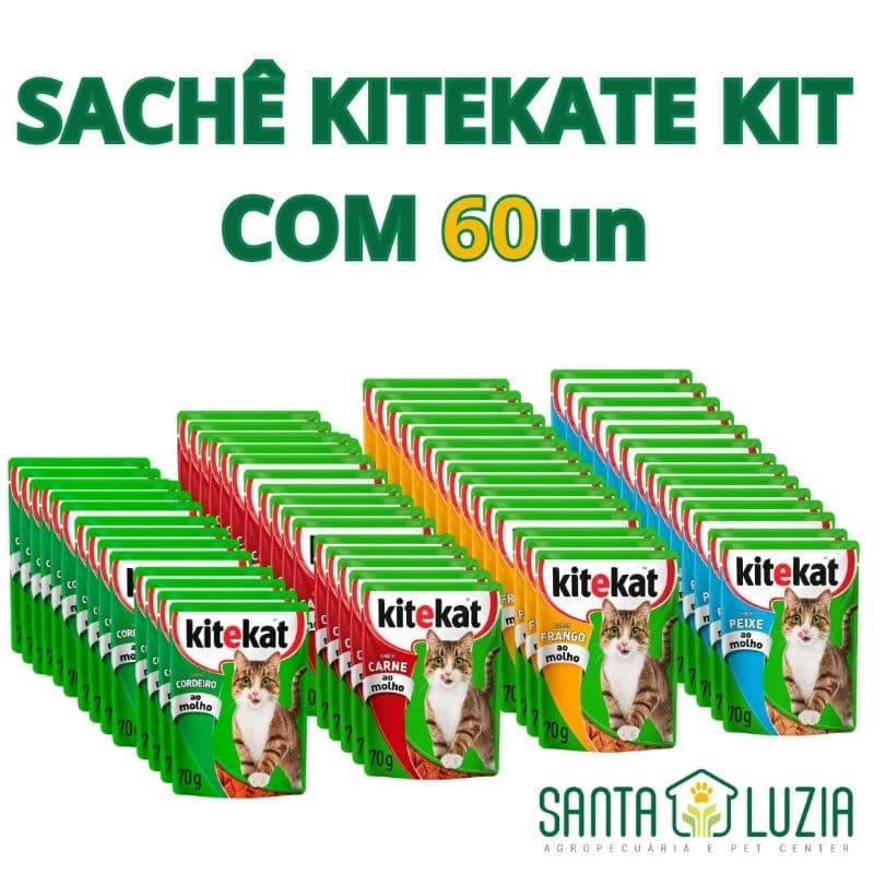 KITEKAT SACHE PARA GATOS KIT COM 60 UNIDADES