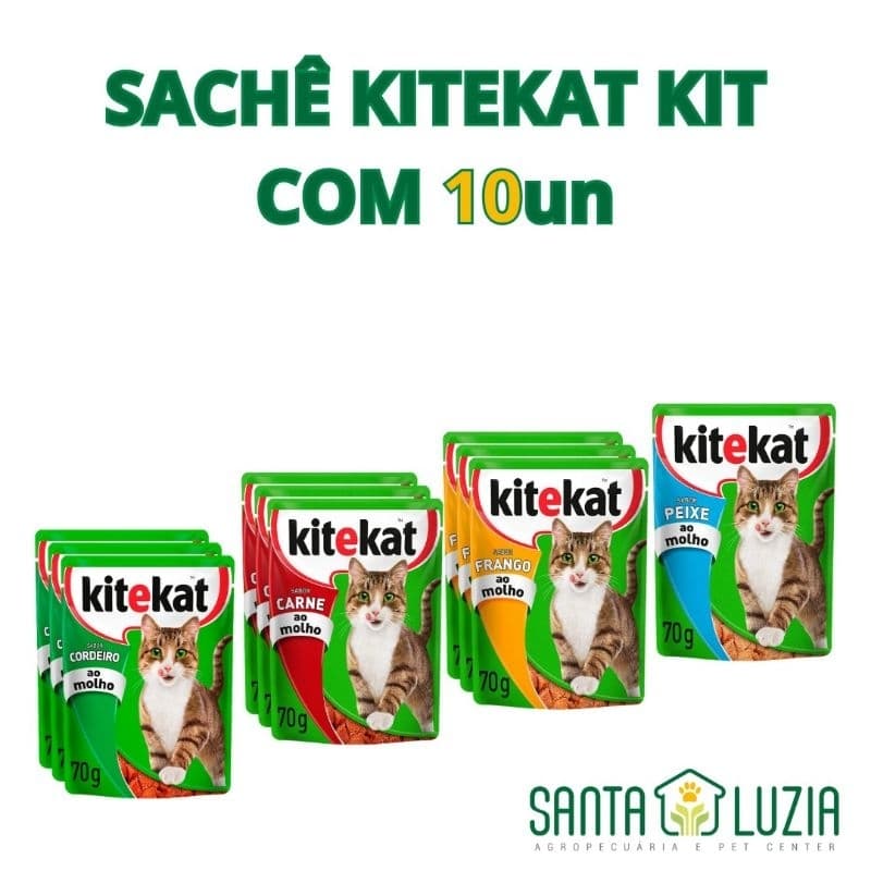 KITEKAT SACHE PARA GATOS KIT COM 10 UNIDADES