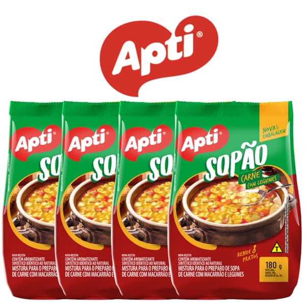 4 Sopão Apti Carne Com Macarrão e Legumes 180g