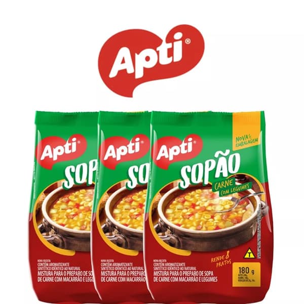 3 Sopão Apti Carne Com Macarrão e Legumes 180g
