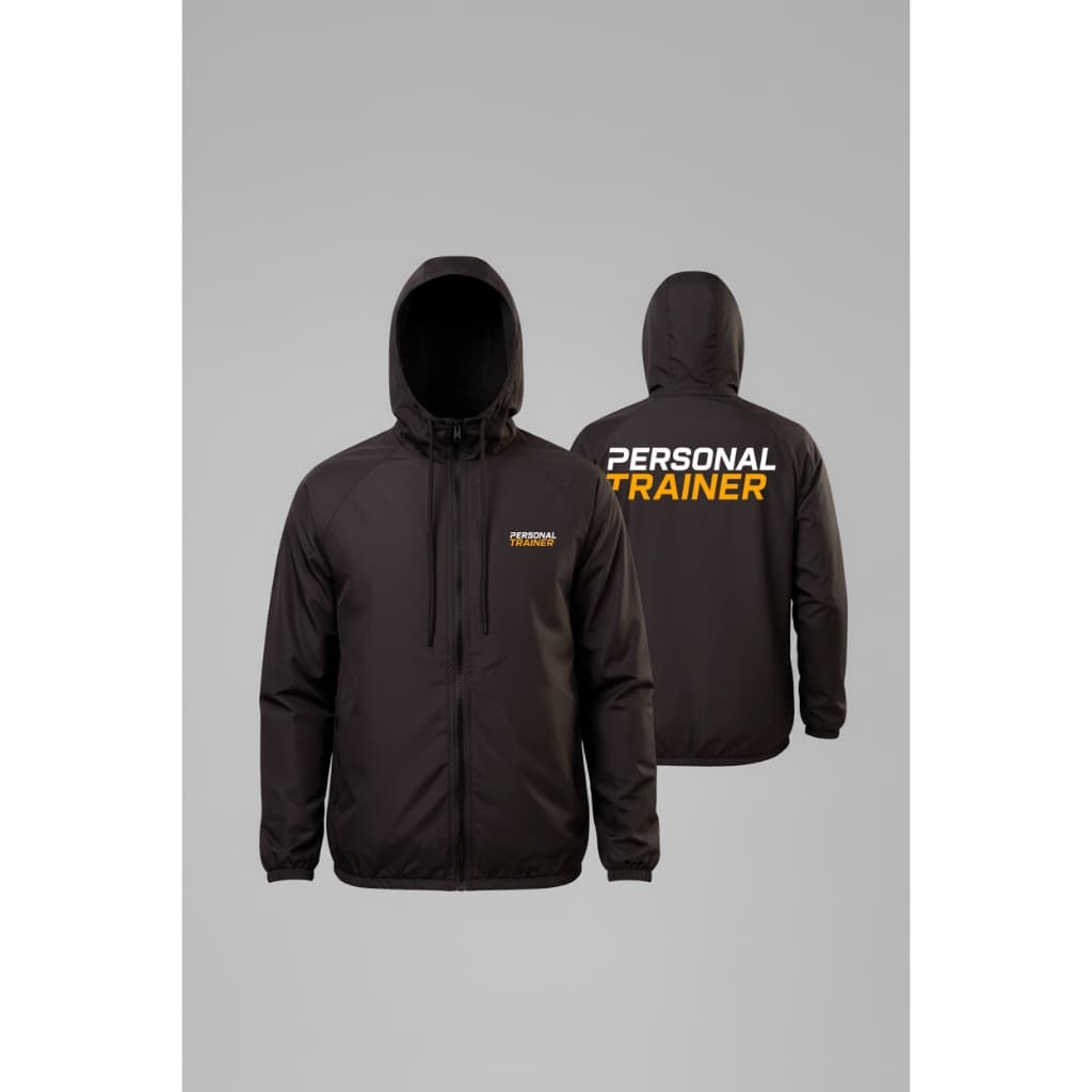 Jaqueta Corta Vento Impermeável Capuz Uniforme Personal Trainer Unissex