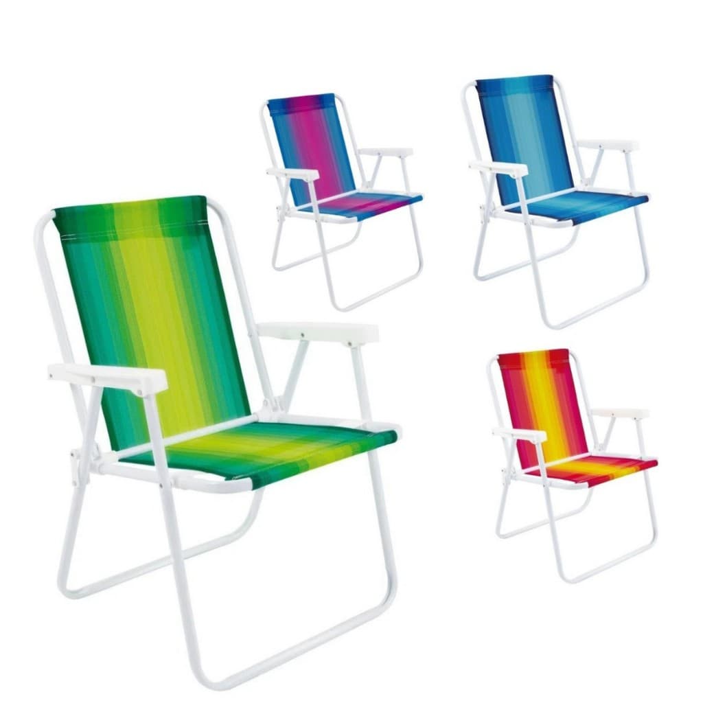 Cadeira De Praia Dobravel Mor Aço Cores Sortidas Unitário Oferta Retrátil Abre e Fecha Jardim