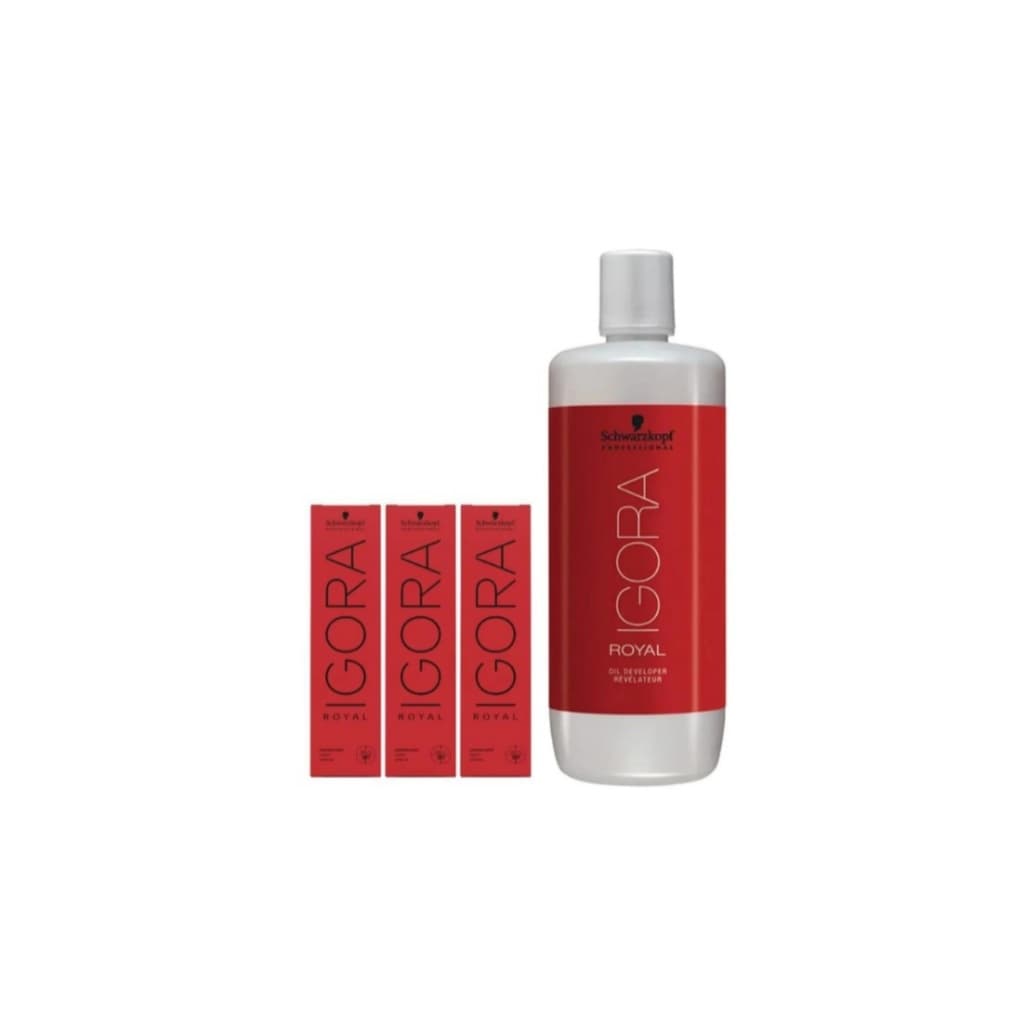 Kit Schwarzkopf Professional Igora Royal 3x Coloração  + 1 Oxigenada 30vol 1L