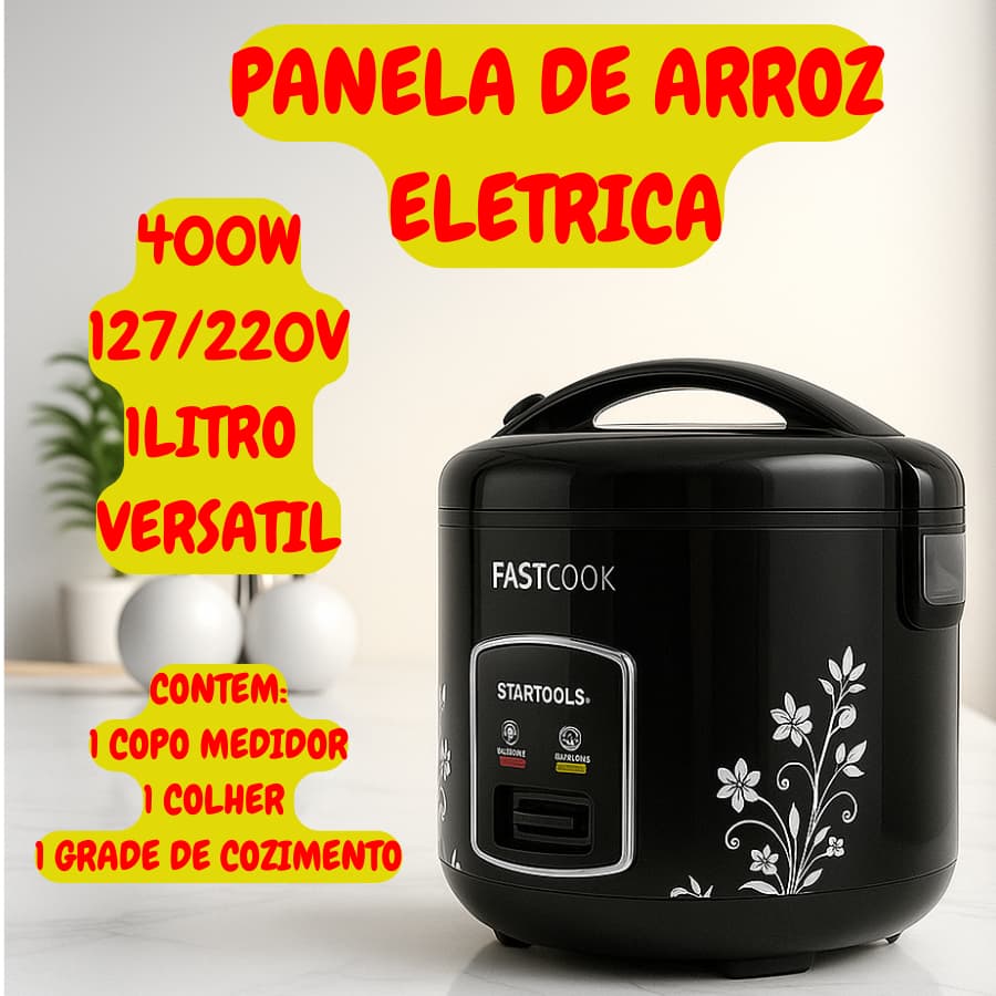 Panela De Arroz Eletrica 1L Startools Com Copo Medidor Colher Grade Para Cozimento 400W 127/220V
