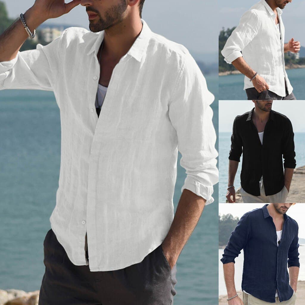 CAMISA LINHO MASCULINA MANGA LONGA PREMIUM - P M G GG XG XGG