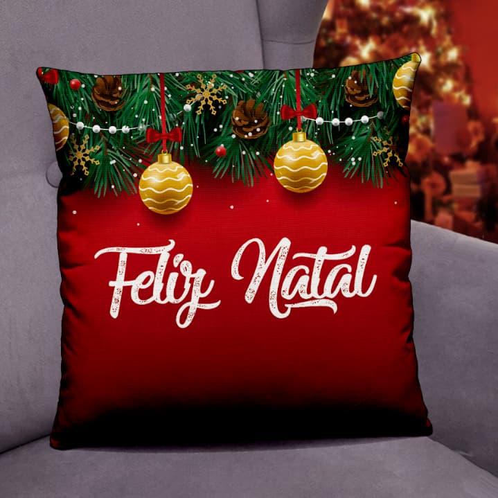Capa de Almofada Natal Festiva – papai noel, sofá, neve, Estampas Natalinas decoração de natal
