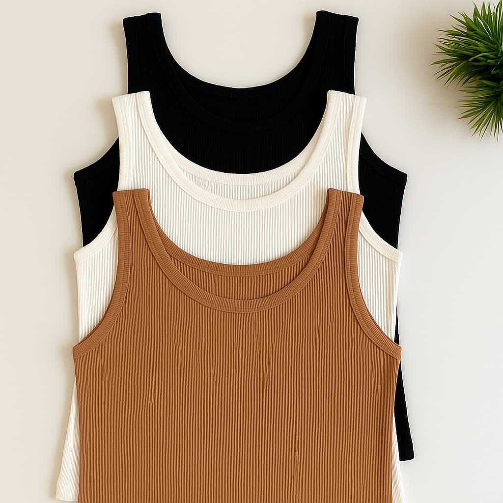 Kit 3 Regata Feminina Ribana Canelada Moda Casual