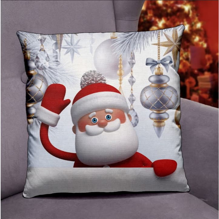 Capa de Almofada Natal Festiva – papai noel, boneco de neve, sofá, decoração de natal