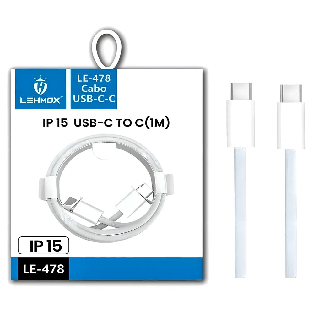 Cabo USB-C Para USB-C, Dados e Carga, 1 Metro