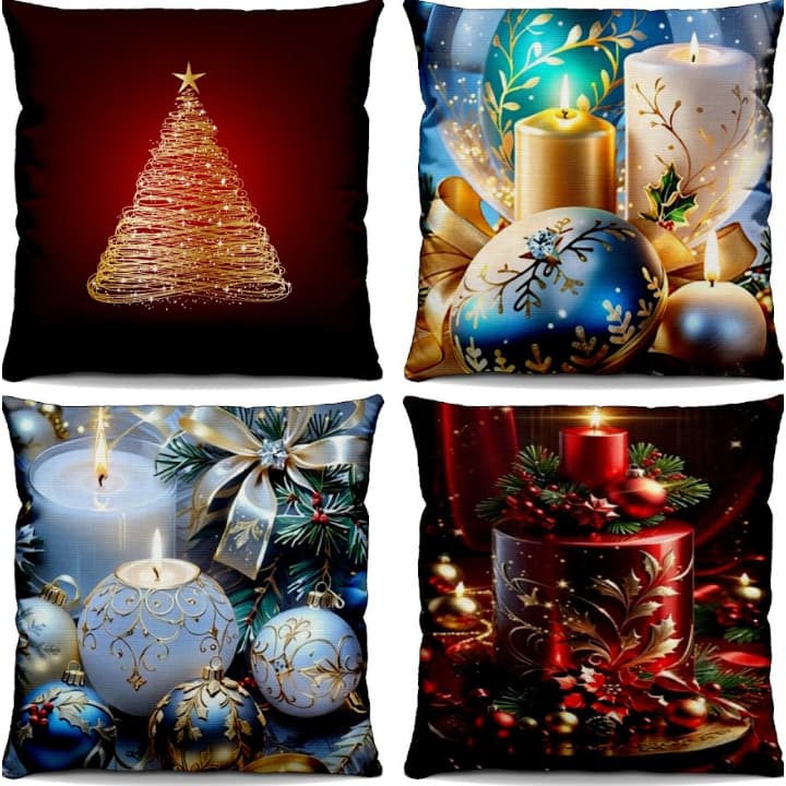 Capa de Almofada Natal – papai Noel, sofá, neve, decoração de natal, Estampas Natalinas