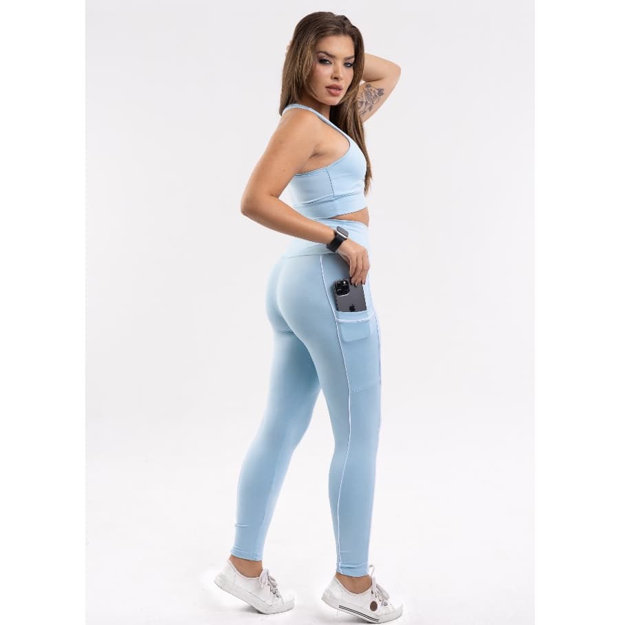 Conjunto Calça Legging e Top Alta Compressão Fitness Academia Corrida Feminino