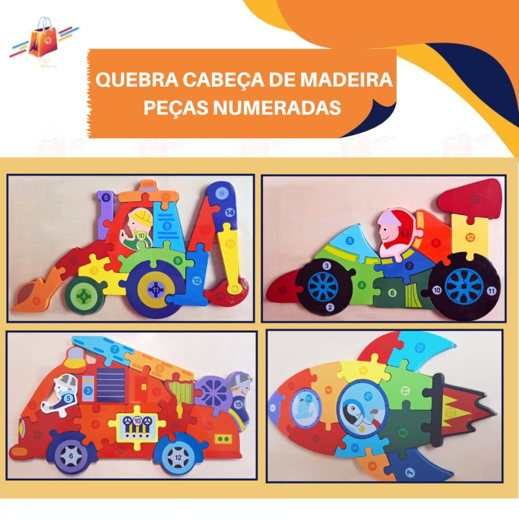 Quebra Cabeça de Madeira Educativo Brinquedo Infantil Com Peças de Encaixe Brinquedo Pedagógico