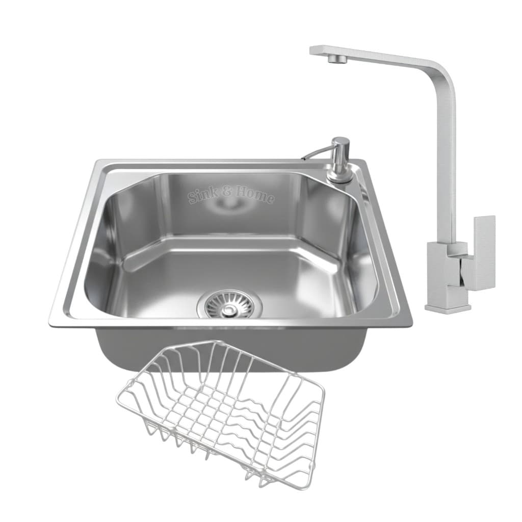 Cuba Cozinha Inox + Torneira Cromada Inox Monocomando Cozinha
