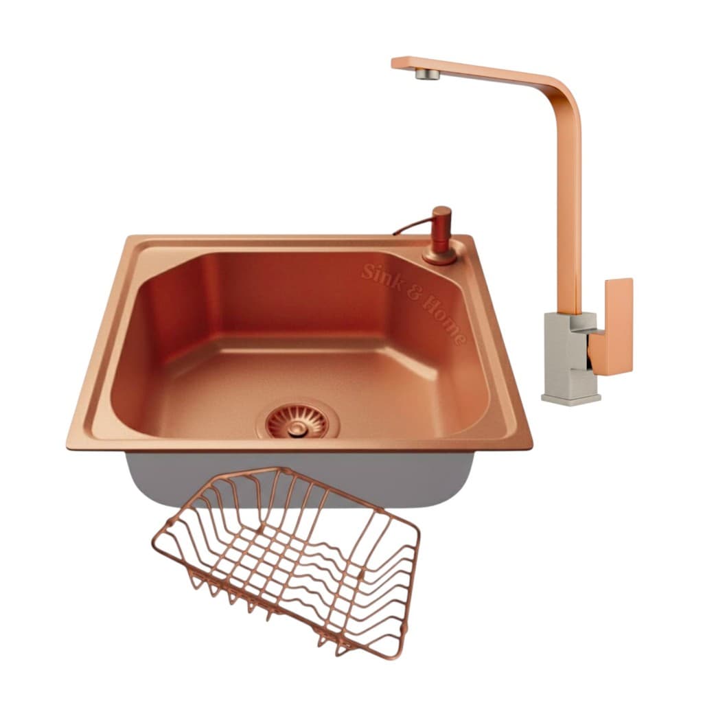 Cuba Cozinha Rose + Torneira Inox Rose Gold Monocomando Cozinha