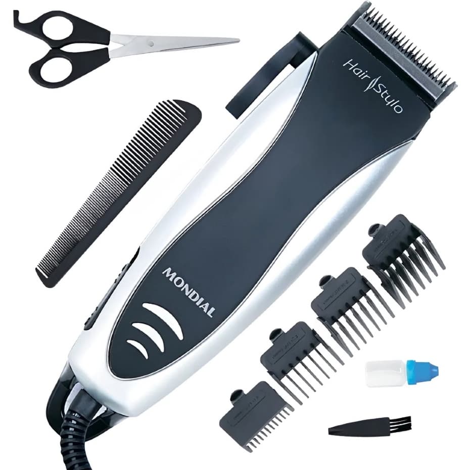 Máquina de Cortar Cabelo CR-02 Aparador Potênte Pente Raspa Cabeca Cortador Maquininha Pentes Alavanca Ajuste