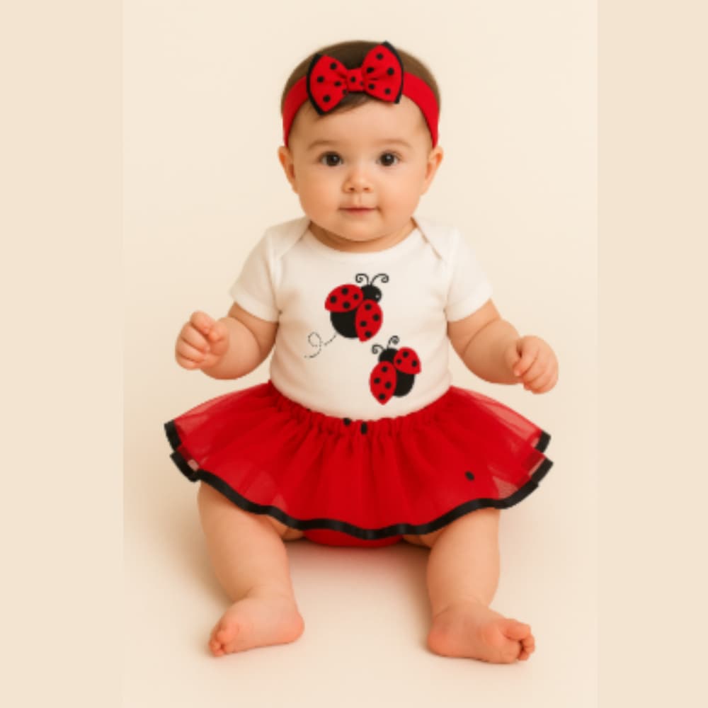 Body de Bebe Joaninha Temático Bory Mesversário Fantasia
