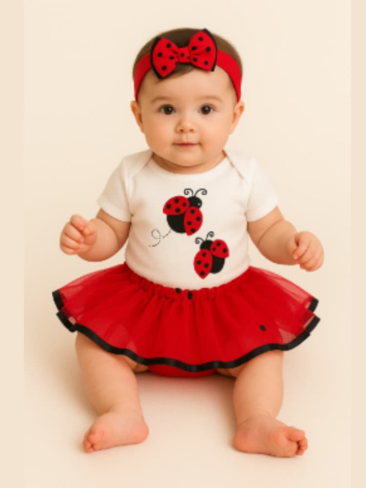 Body de Bebe Joaninha Temático Bory Mesversário Fantasia